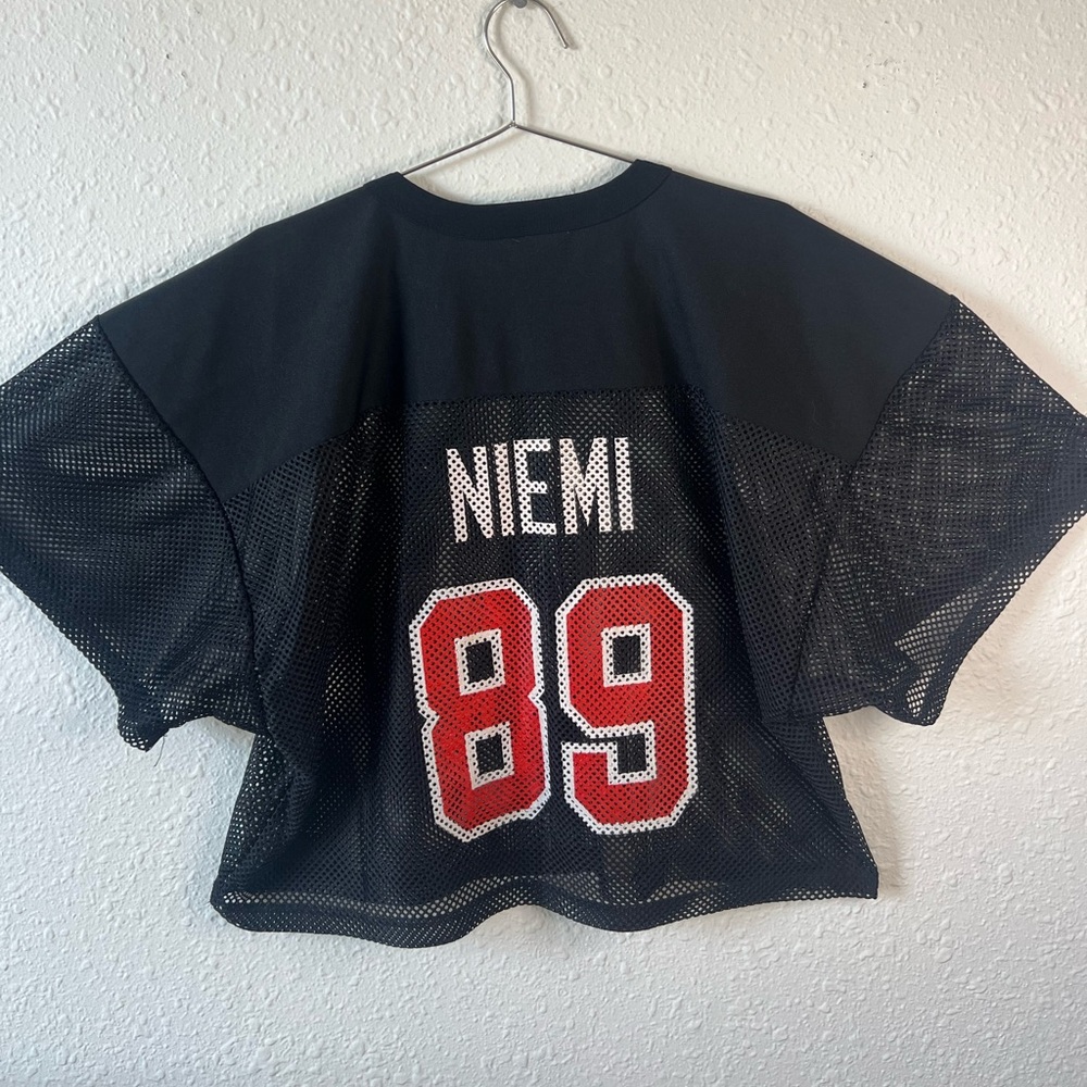 Vintage Russell Athletic Cropped Mesh Football Jersey McGregor 89 USA Boxy Black - Picture 2 of 6